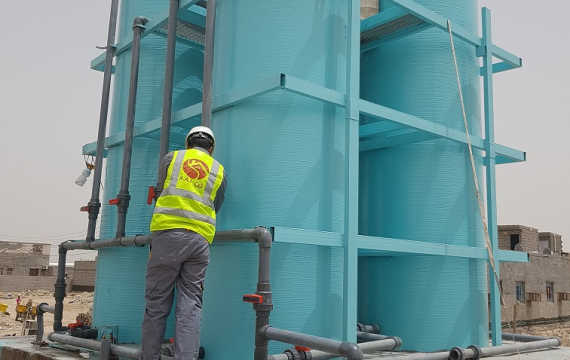 Construction of 4 vertical standing filter tanks for 120 m3/day